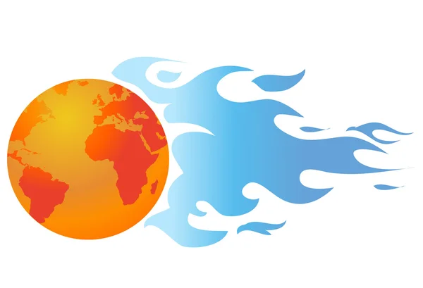Globus mit Flammen Illustration — Stockfoto
