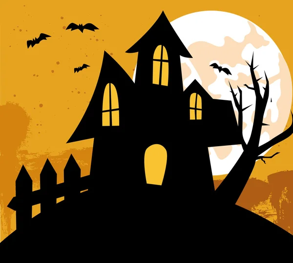 Halloween bakgrund med hus — Stockfoto