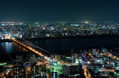 Suita and Toyonaka Skyline at night clipart
