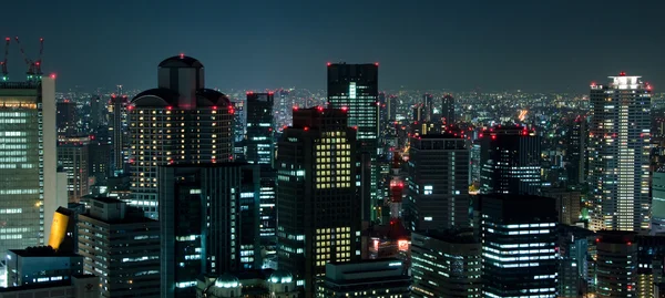 O horizonte de Osaka à noite — Fotografia de Stock