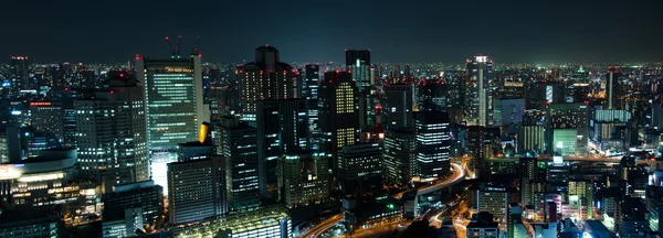 Osaka skyline in de nacht Rechtenvrije Stockfoto's