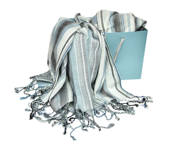 Sjaal met blauwe en grijze strepen — Stockfoto