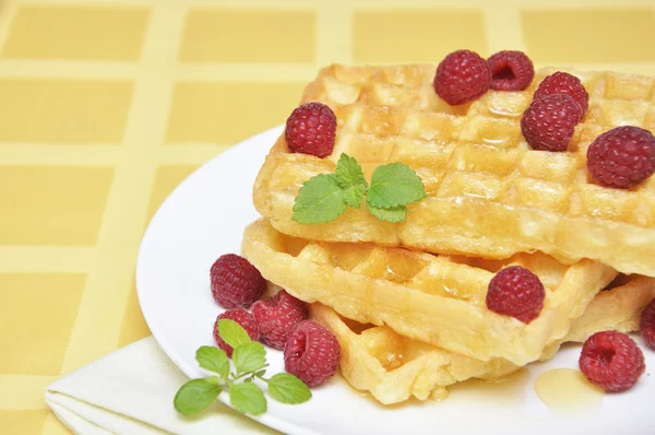 Waffles com mel — Fotografia de Stock