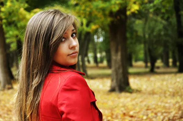 Girl in the autumnal park — Stock Photo, Image