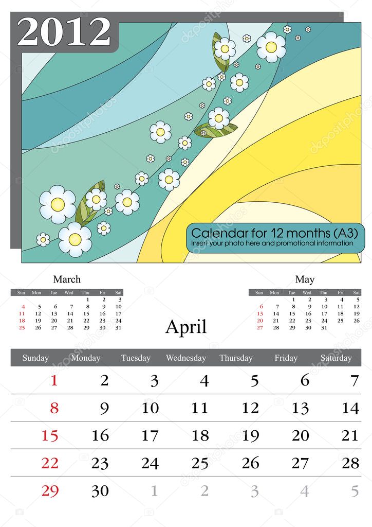 April 12 Calendar Stock Vector Image By C Tashka00