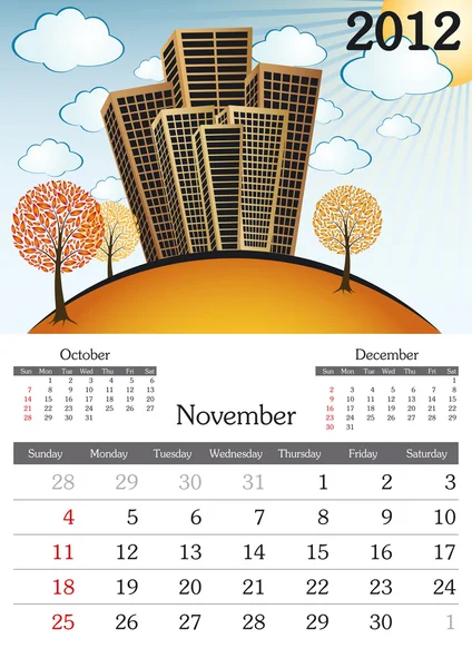 November 2012 — Stock Vector