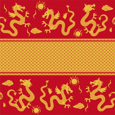 Seamless horizontal pattern of the dragon clipart