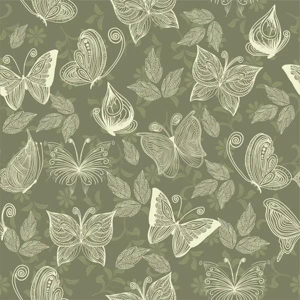 Fond floral rétro sans couture avec des papillons — Image vectorielle