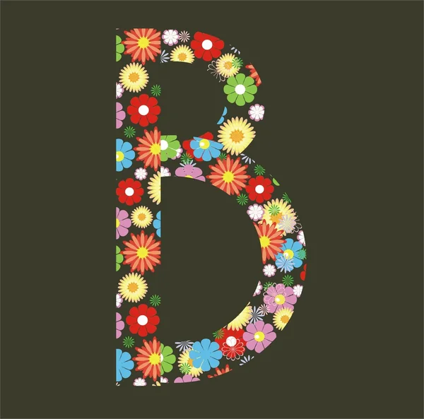 B letter of flowers — Stock Vector