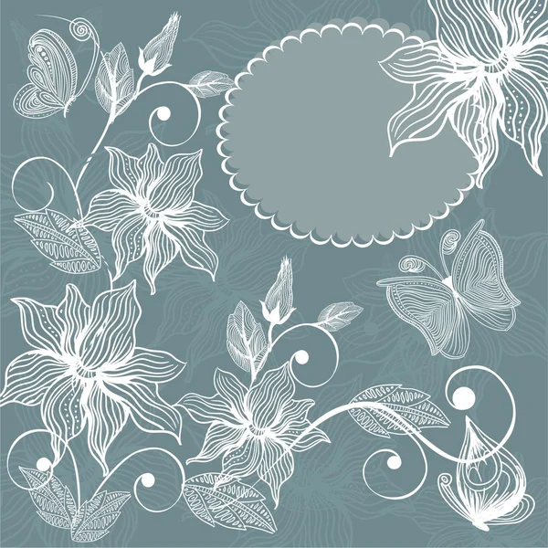 Fond floral avec des papillons — Image vectorielle