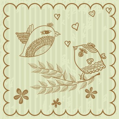 Retro card with birds clipart