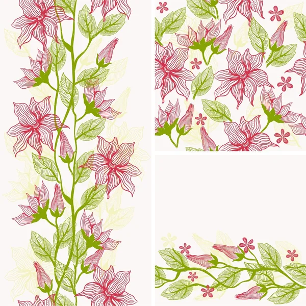 Seamless flower background set — Stock Vector