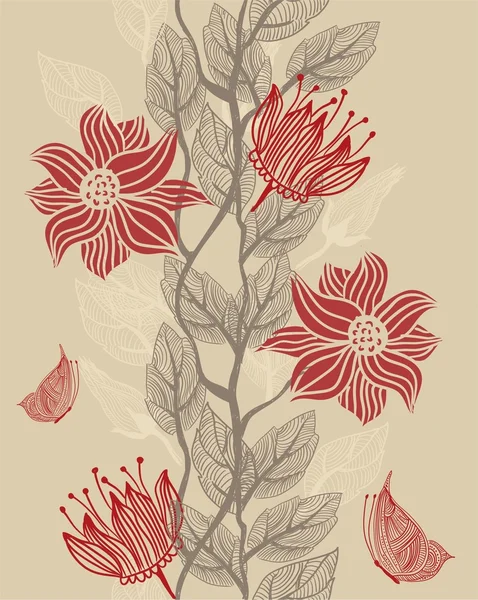 带花朵的无缝线矢量纹理 — 图库矢量图片
