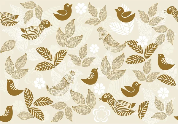Fondo floral retro con pájaros — Archivo Imágenes Vectoriales