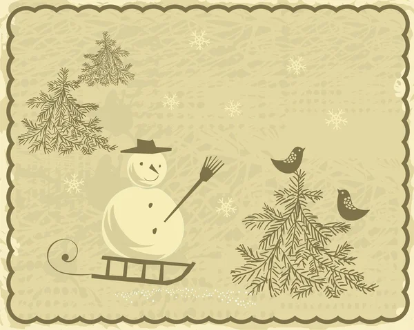 Cartão postal vintage de inverno — Vetor de Stock