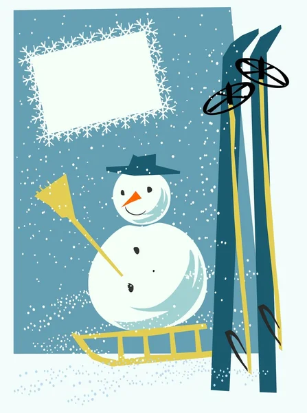雪だるまとカード — ストックベクタ