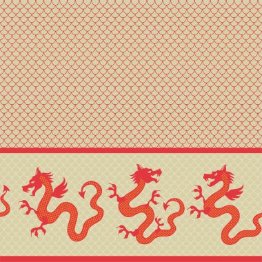 Seamless horizontal pattern of the dragon clipart