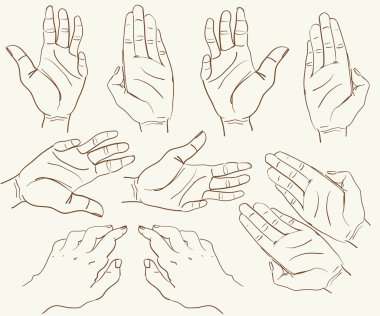 Sketch set hands clipart