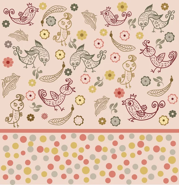 Kids seamless pattern with flowers and birds — Stock Vector