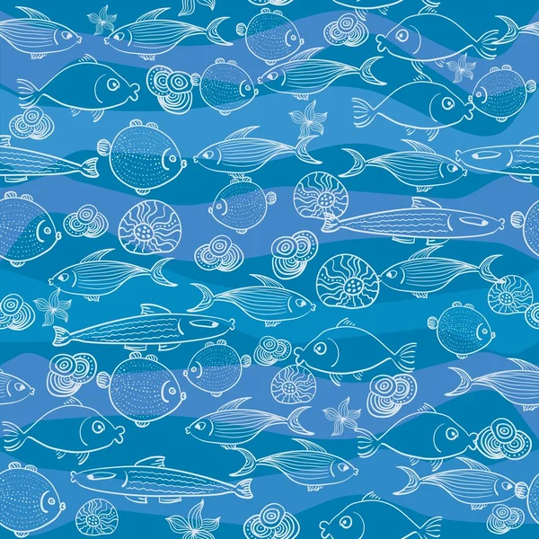 Vector seamless background with fish — Stock Vector