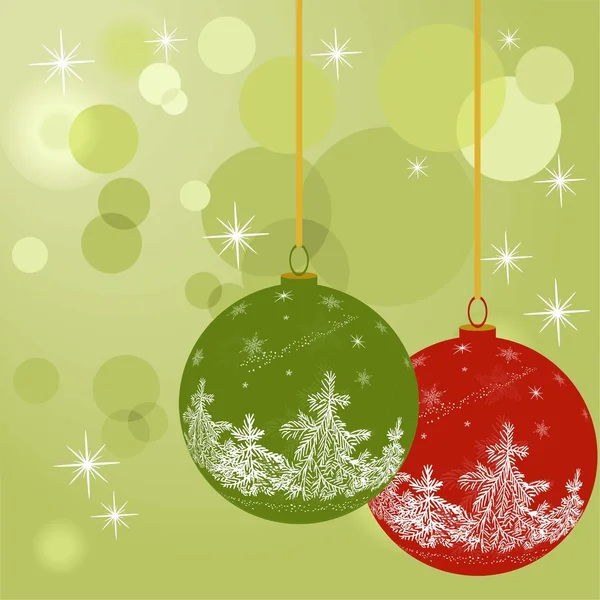 Christmas balls and fir tree — Stock Vector