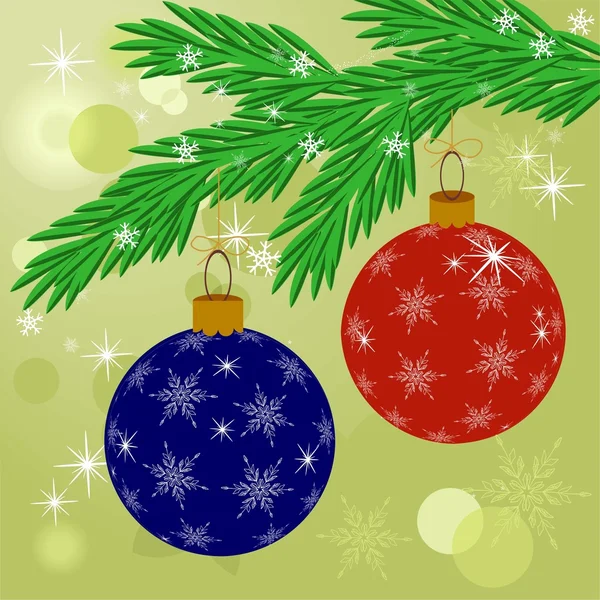 Weihnachtskugeln und Tannenbaum — Stockvektor