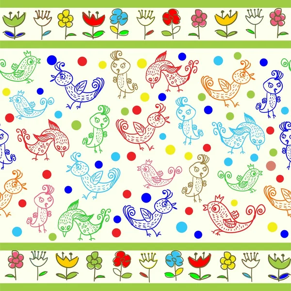 Seamless floral background with birds — Stock Vector
