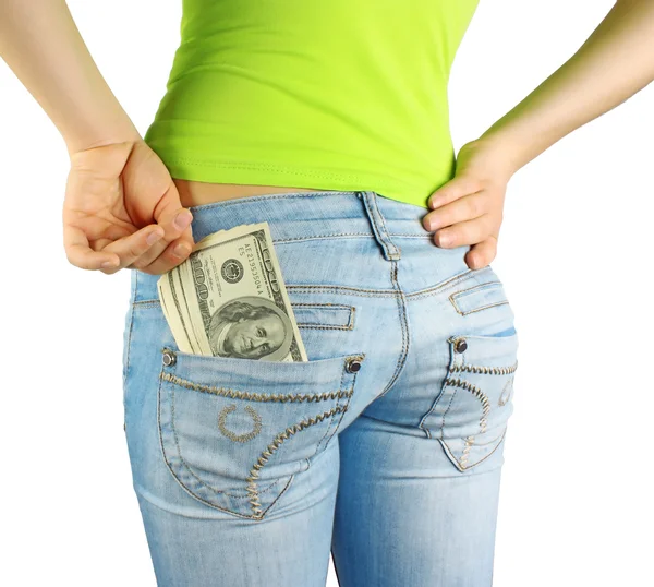 Money in pocket & hand — Stock Photo, Image