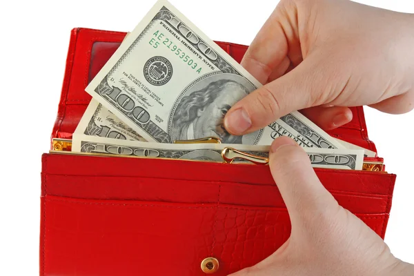 Dollar and wallet in hands — Stock Photo, Image