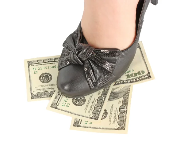 Leg on money — Stock Photo, Image