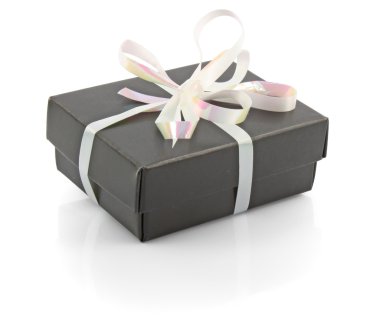 Black gift box with white bow