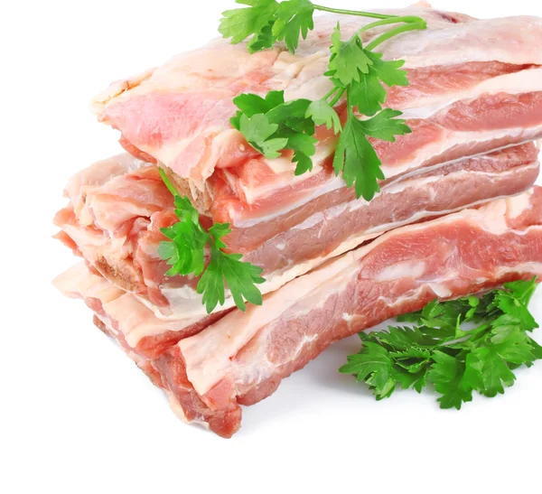 Fresh raw meat with greens — Stock Photo, Image