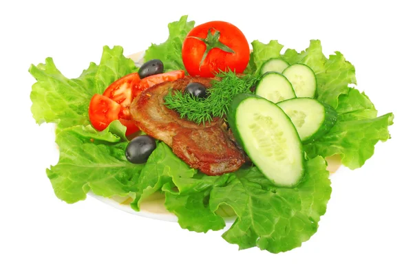 Стейк на гриле с салатом — стоковое фото