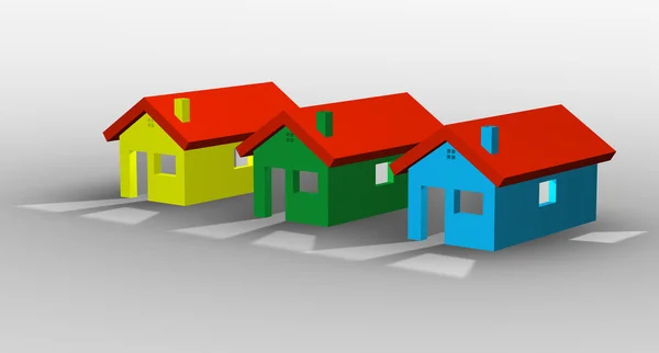 3D illustration of a group of houses — Stock Photo, Image