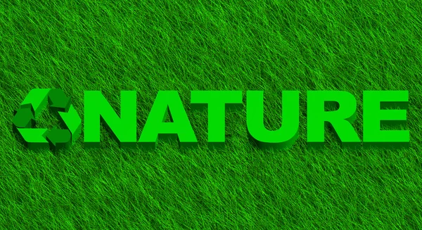 Nature word over green grass — Stock Photo, Image