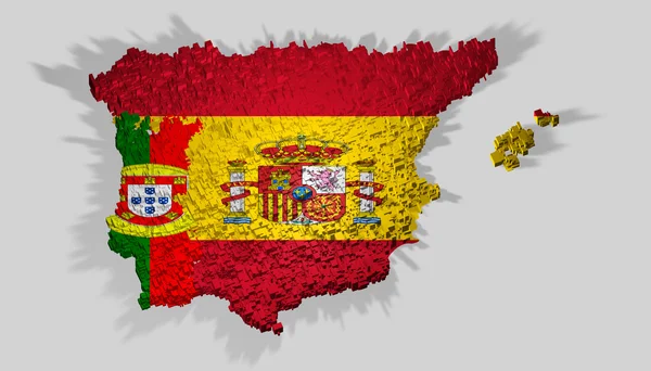 Χάρτης της Ισπανίας και της Πορτογαλίας που τοποθετείται πέρα από το μπλοκ — Φωτογραφία Αρχείου