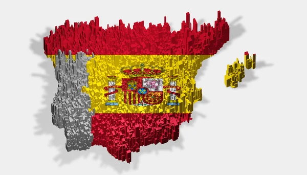 Ισπανία χάρτη με σημαία που τοποθετείται πέρα από το μπλοκ — Φωτογραφία Αρχείου