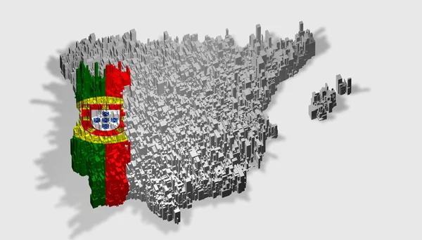 Карта Португалии с флагом, установленным над блоками — стоковое фото
