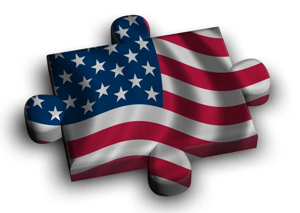 Pièce de puzzle de couleur avec drapeau des États-Unis — Photo