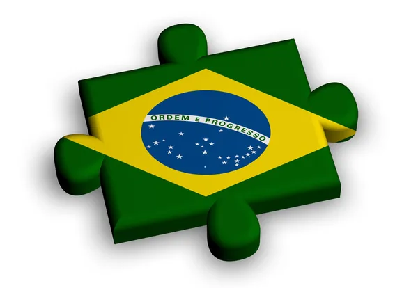 ブラジルの旗の色のパズルのピース — ストック写真
