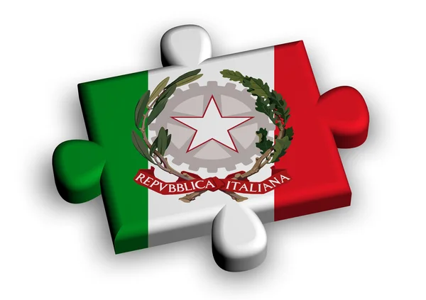 Färg pusselbit med flagga av Italien — Stockfoto