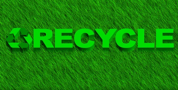 Recycling Wort über grünem Gras — Stockfoto