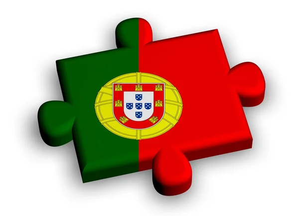 Peça de puzzle a cores com bandeira de portugal — Fotografia de Stock