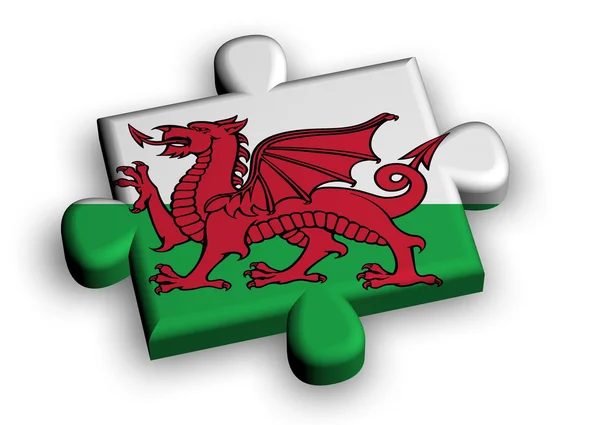 Kleur raadselstuk met vlag van wales — Stockfoto