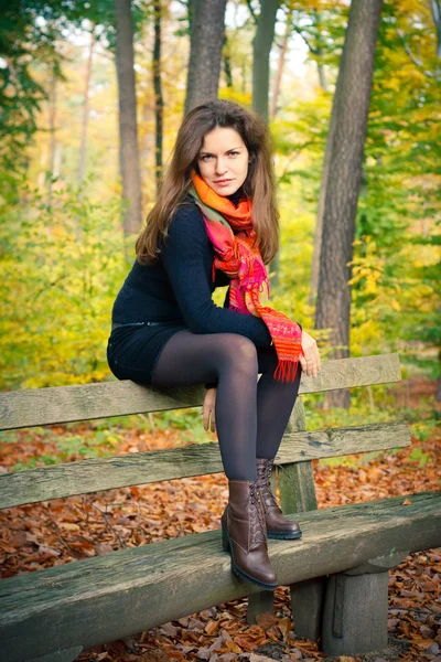 Молода жінка в осінньому парку — стокове фото