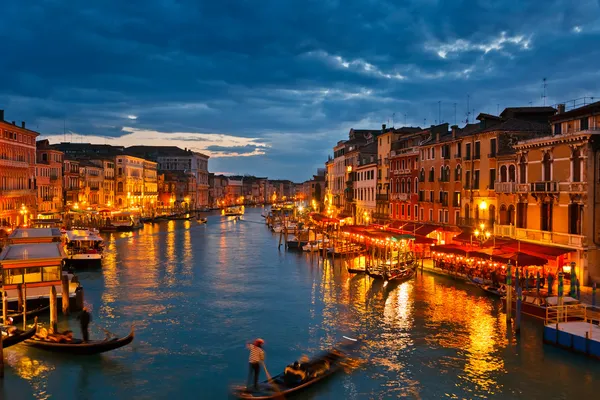 Grand Canal 's nachts, Venetië — Stockfoto