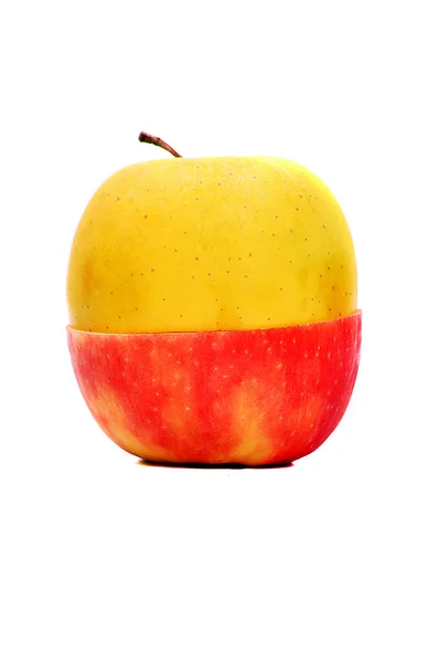 Jablko, půl žluté a půl červené — Stock fotografie