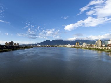 Cityscape along river