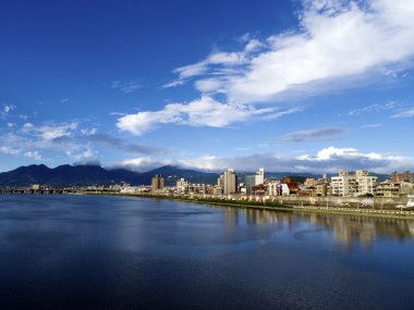 Cityscape along river