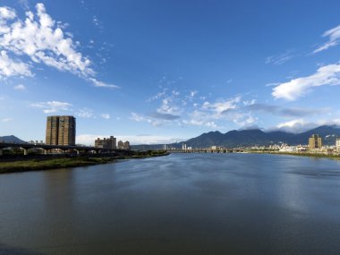 Cityscape along river